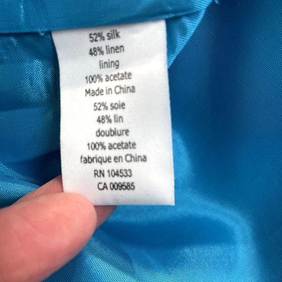 Nanette Lepore Dress 8 Blue Green Silk Linen Stripe Beaded Ruffle Mamacita Frock - Picture 12 of 14